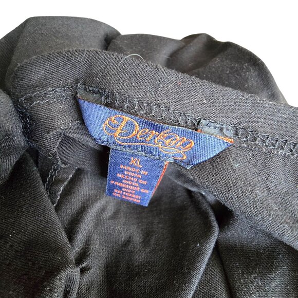 Dredd Black Womens Tee XL V-Neck Fleur-De-Lis Graphic T-Shirt Open Back JJ3941 - Picture 6 of 8